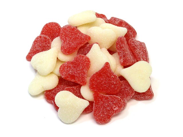 Sanded Valentine Gummi Hearts - bulk 2 lb bag