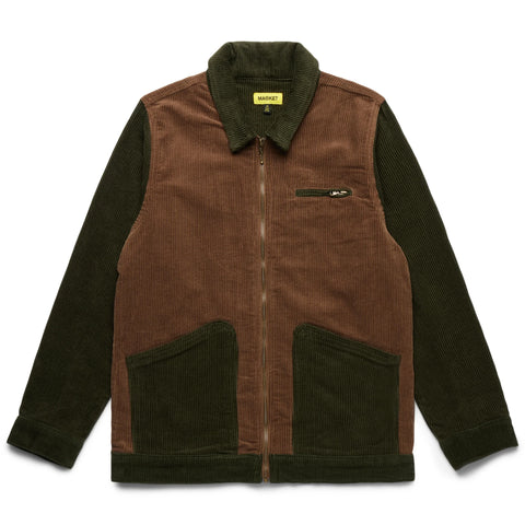 Color Block Corduroy Jacket Brown Green