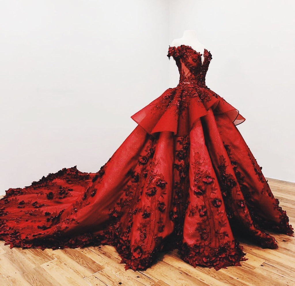 red gothic wedding dress