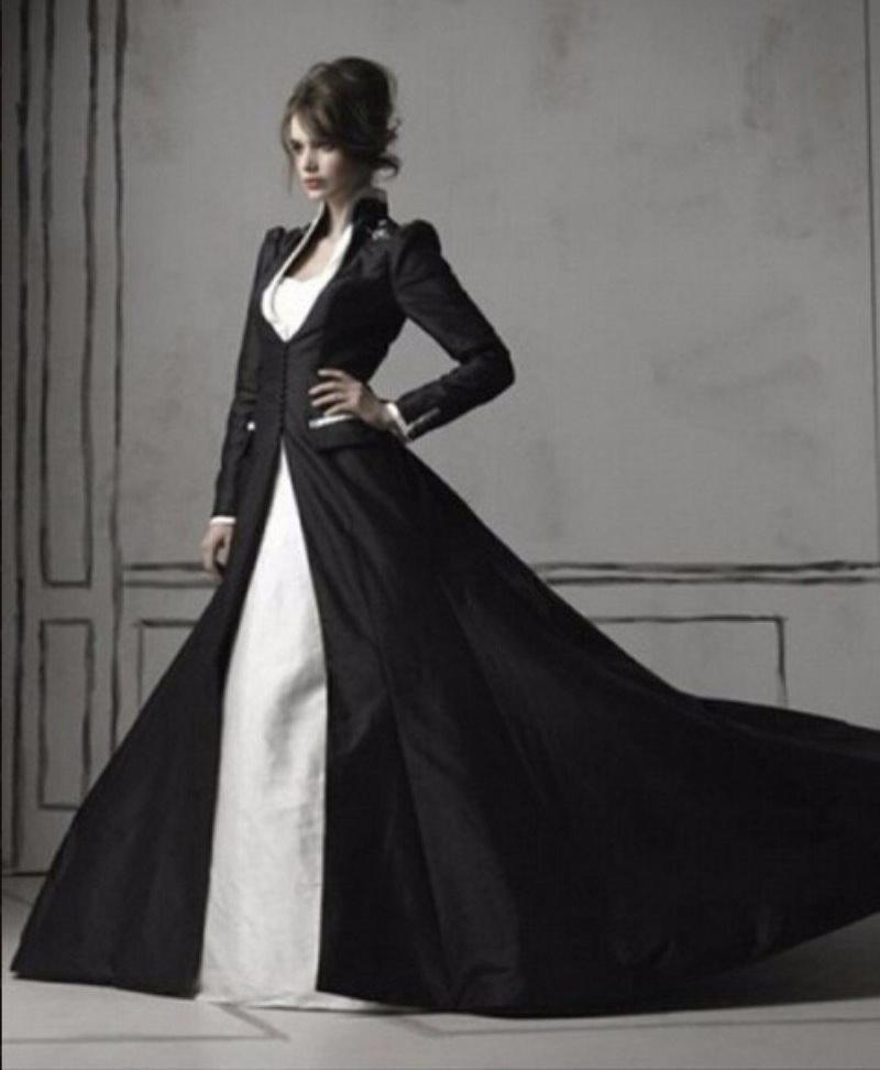 black and ivory wedding dress