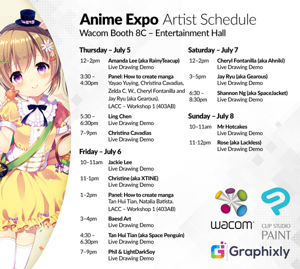 Anime Expo Artist Schedule