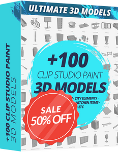 clip studio paint 3d models grid