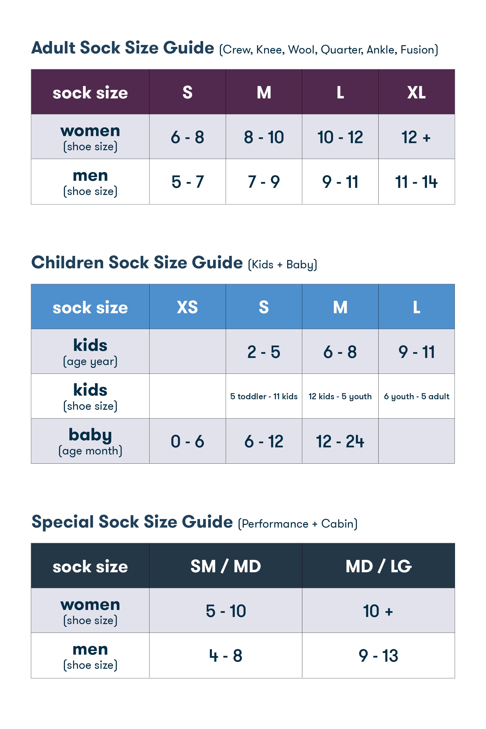 Sock Size Chart – Solmate Socks