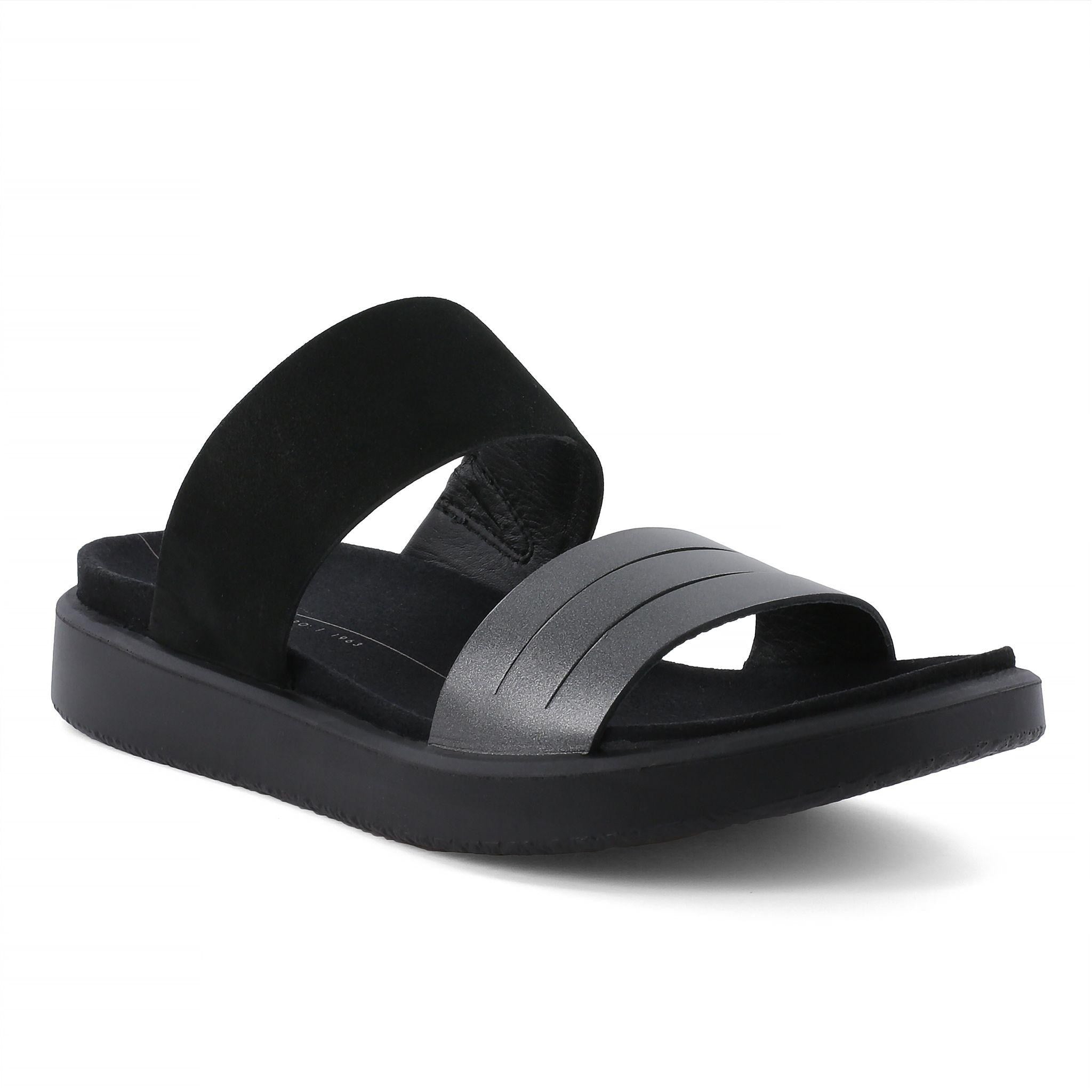 Ecco Flowt W Flat Sandal - Black Shadow Metallic | Shoes – Pedestrian