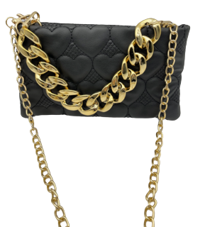 Black Heart Clutch With Chain