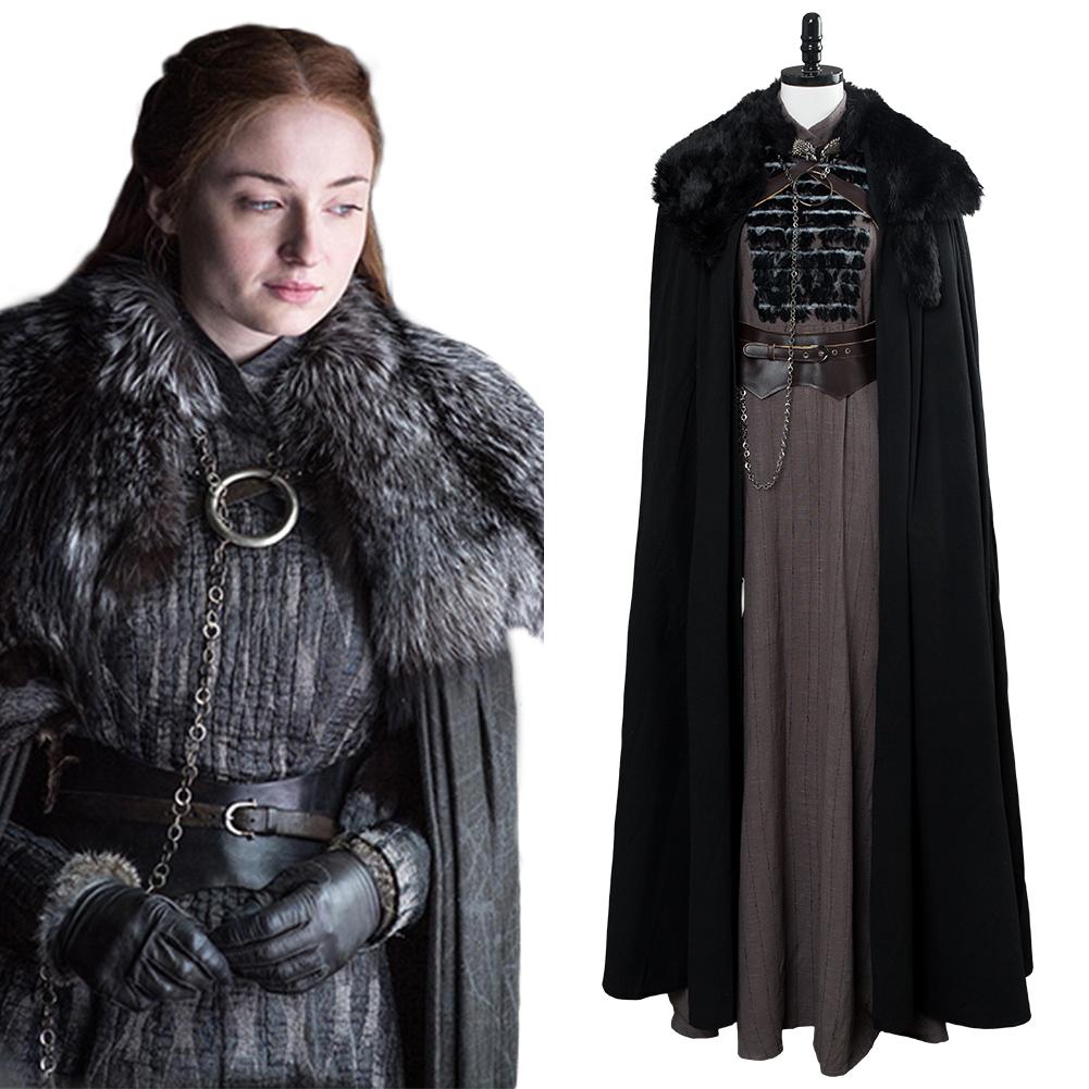 Game of Thrones Sansa Stark Outfit Cosplay Costume GOT Women Halloween