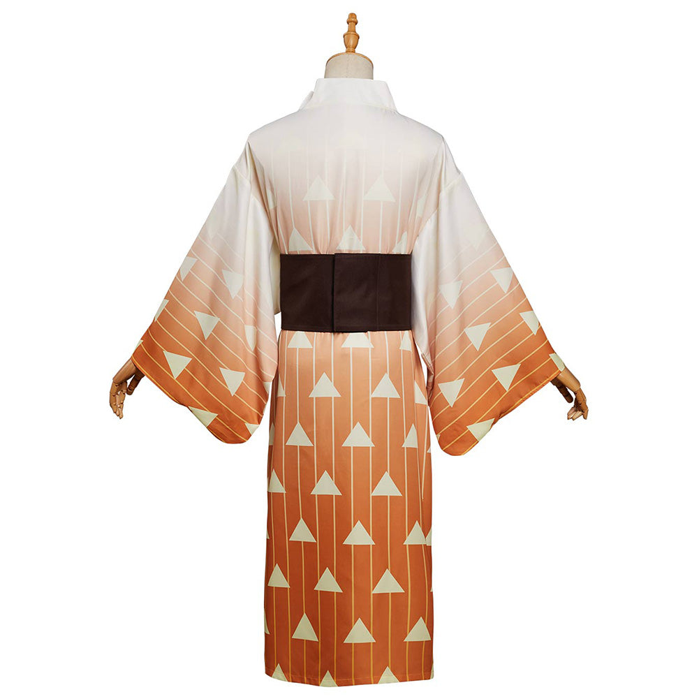 Demon Slayer Agatsuma Zenitsu Cosplay Costume Kimono Outfits Halloween