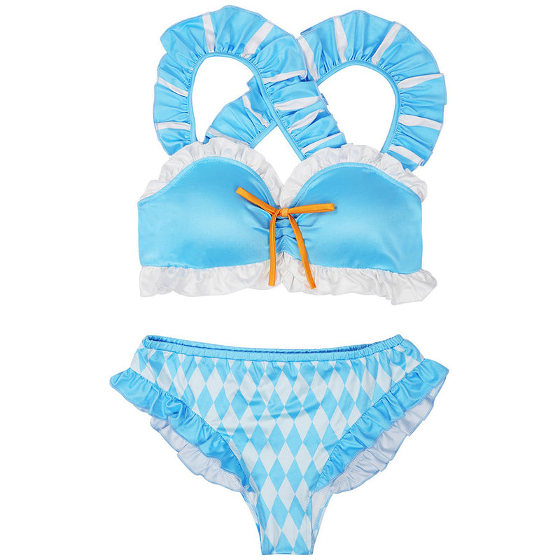Alice in Wonderland Alice Swimsuit Cosplay Costume Two-Piece Bikini Swimwear Outfits