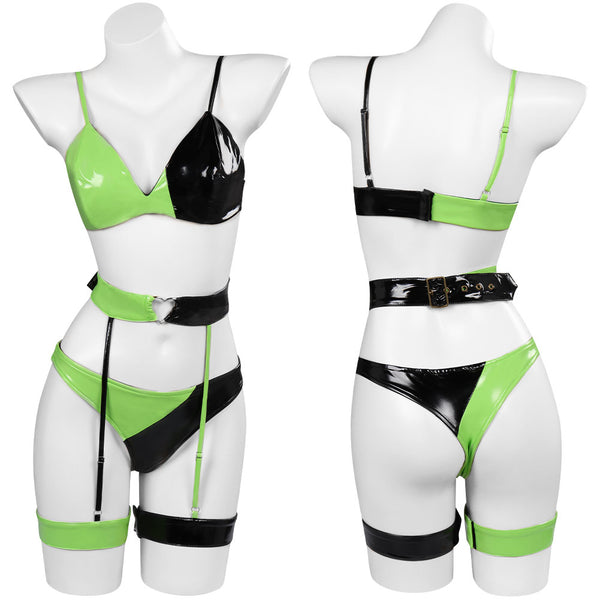 Anime Shego Swimsuit Kim Cosplay Costume Two-piece Swimwear Outfits  Bodysuit Jumpsuits Bathing Suit Beach Bikini Set Halloween