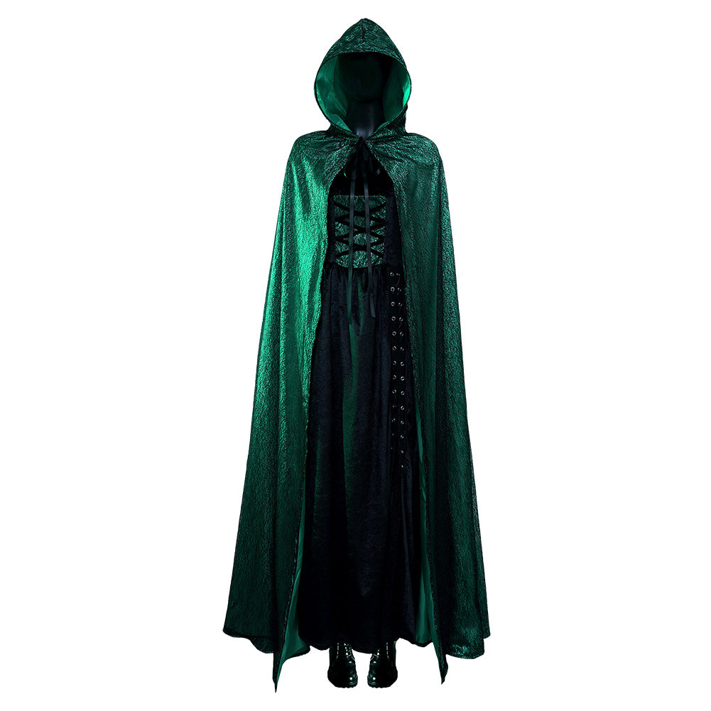 Emerald Sorceress Cloak Dress Outfits Halloween Carnival Suit Cosplay