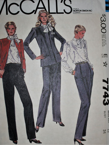 7669 Vintage McCalls SEWING Pattern Misses Jacket Skirt Pants UNCUT Career  OOP