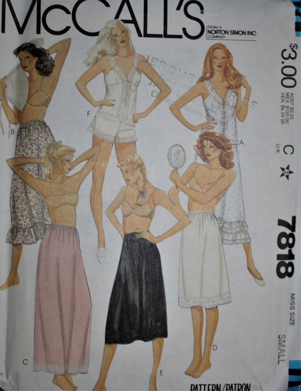 McCalls 6972, Misses Lingerie, Slips, Camisole, Uncut Sewing Pattern –