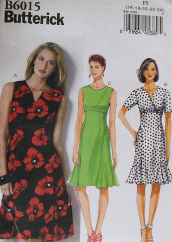 Butterick 5924 Dresses Size; 8-10-12 or 20-22-24 Uncut Sewing Pattern