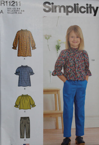 Top Capri Pants and Skirt Girls Sewing Pattern Simplicity 5504