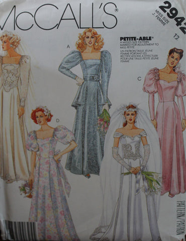McCall's 7497 Wedding Bridal Gown Bridesmaid Dress Sewing Pattern