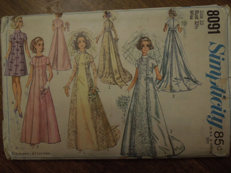 Simplicity 8091, bridesmaids, wedding gown, UNCUT sewing pattern,, misses,