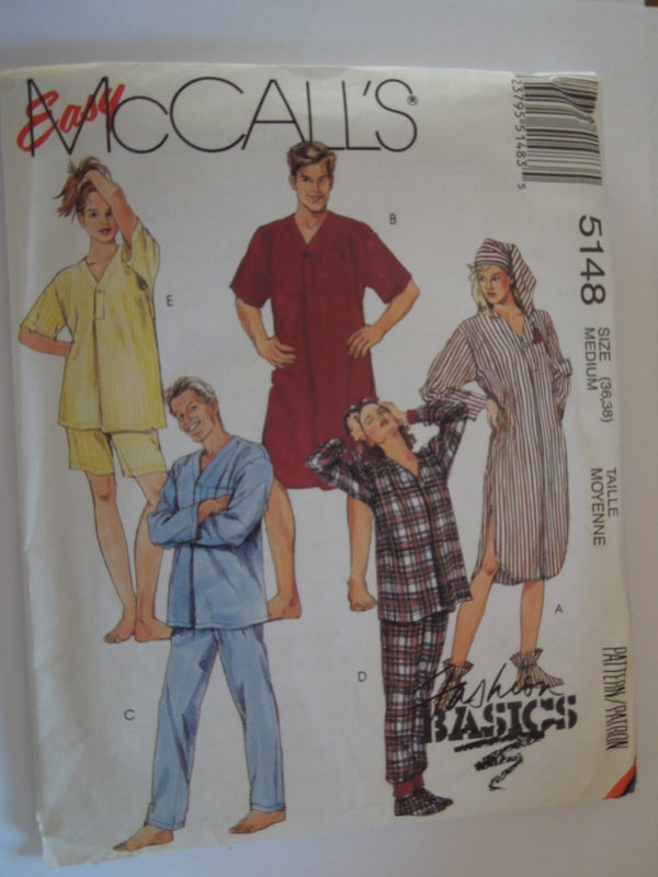 McCalls 7413, Misses Sleepwear, Pajamas, Nightgowns, Uncut Sewing Patt –