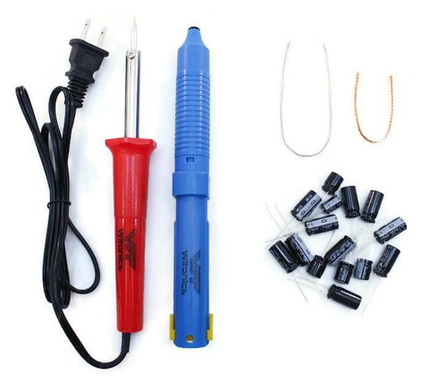 tv repair kit soldering tools iron pump wick wire electrolytic capacitors