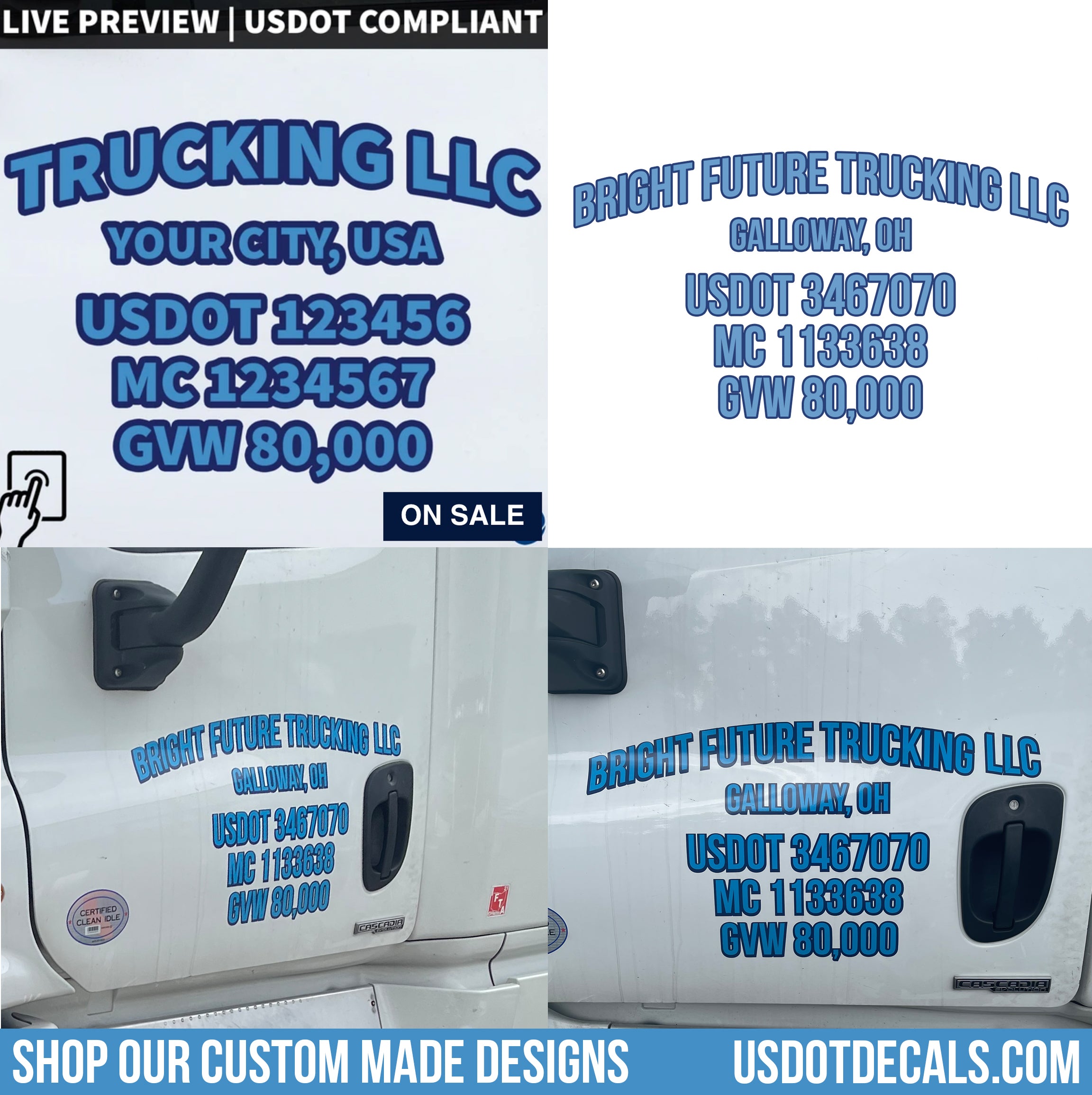 custom semi truck door decal lettering