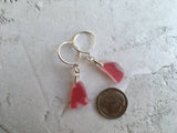 Scottish pink beach glass jewelry, Angel Wings - sterling silver pink sea glass earrings, petite
