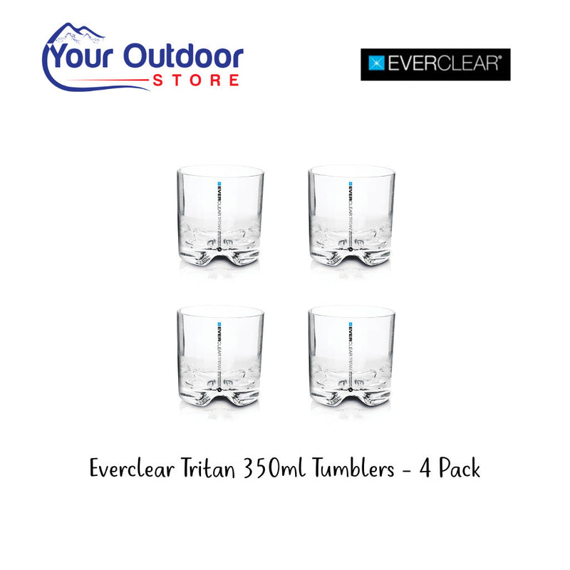 Everclear Tritan 350ml Tumblers. Hero image with title and logos