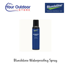 Blundstone Waterproofing Spray. Hero image with title and logos