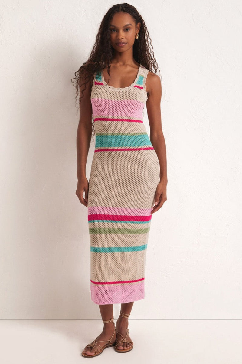 Z Supply - Ibiza Stripe Crochet Sweater Dress Natural