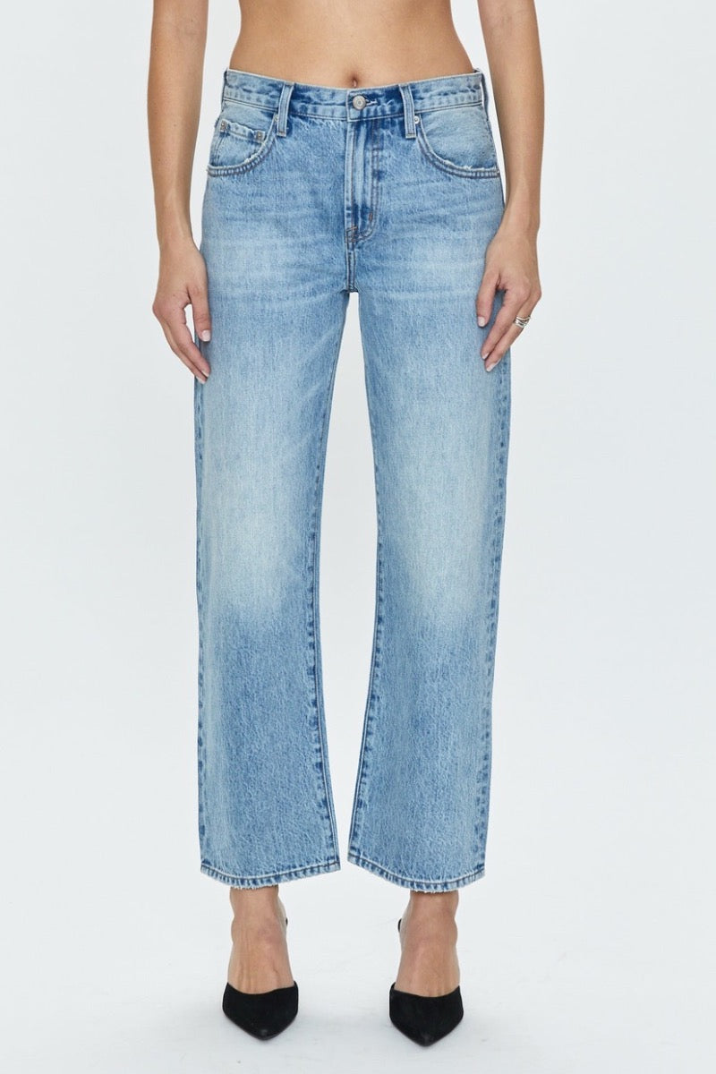 Pistola - Lexi Mid Rise Bowed Straight Jeans Bowie