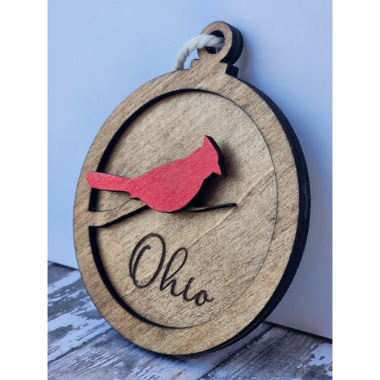 Ohio State Heart Ornament — Boxcar Metal Co.