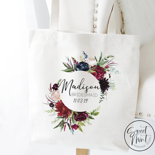 Bridesmaid tote bags- personalized tote bags- bachelorette party gifts –  Happily Chic Designs