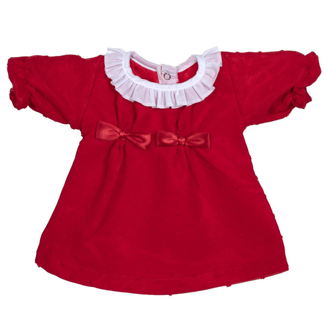 BLC C Dress Red White Ruffle Collar w/ Bows Fits 20" & 17" Newborn