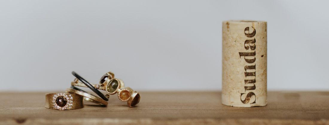 Todd Reed rings and Sundae wine bottle cork