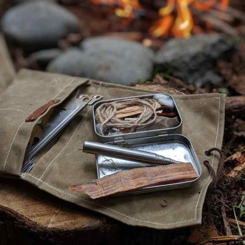 Bushcraft Tools next to a Campfire