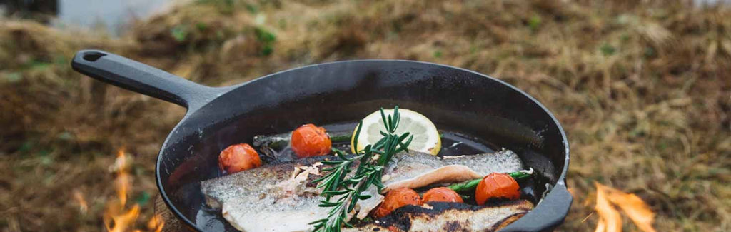 salmon in field company skillet