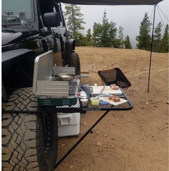 aluminum tailgater table on jeep