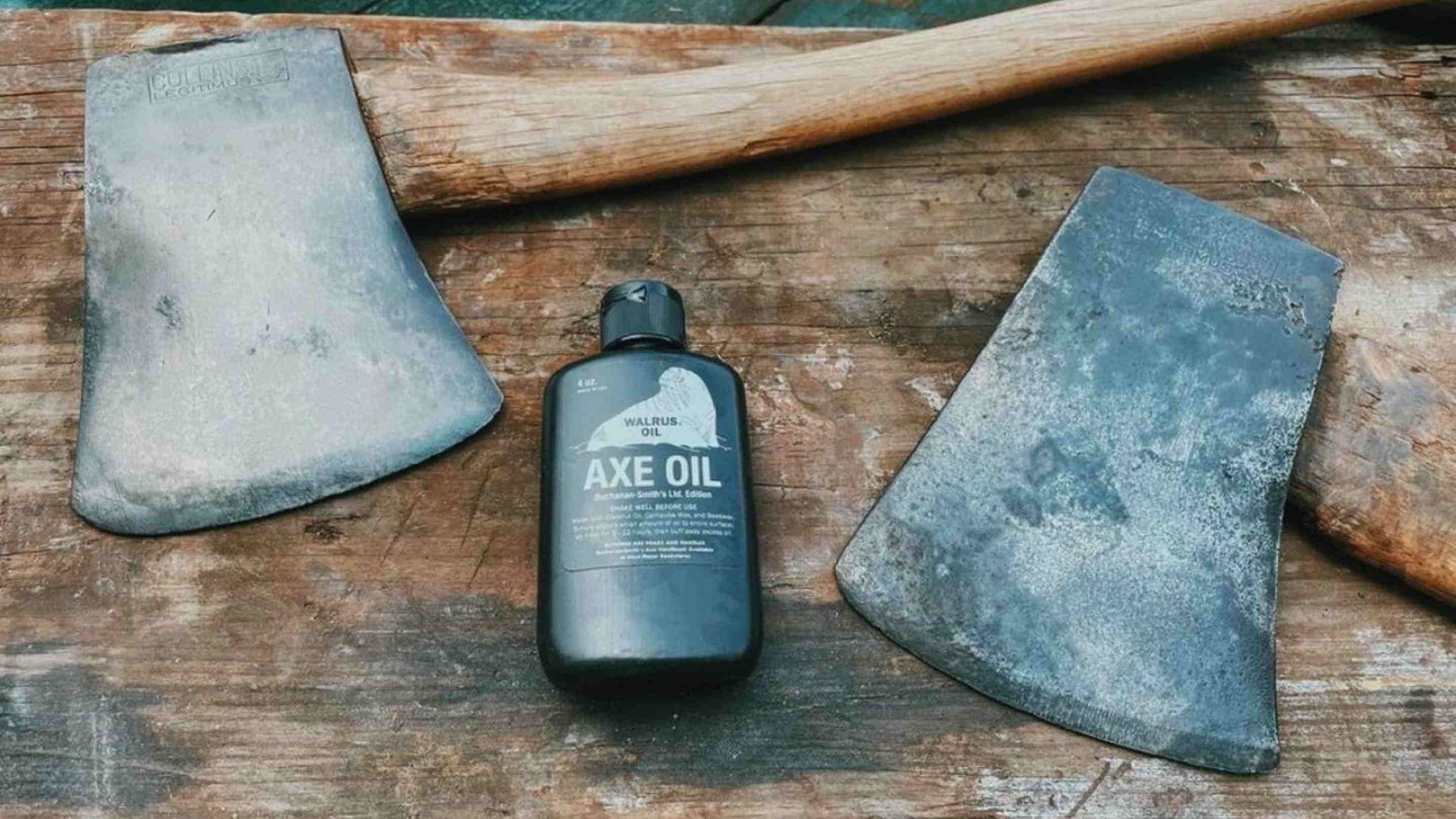 axe oil and two axes