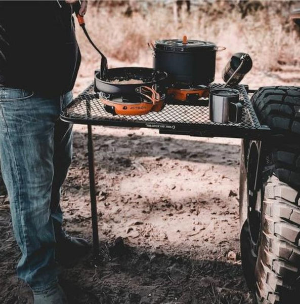 cooking on aluminum tailgater table