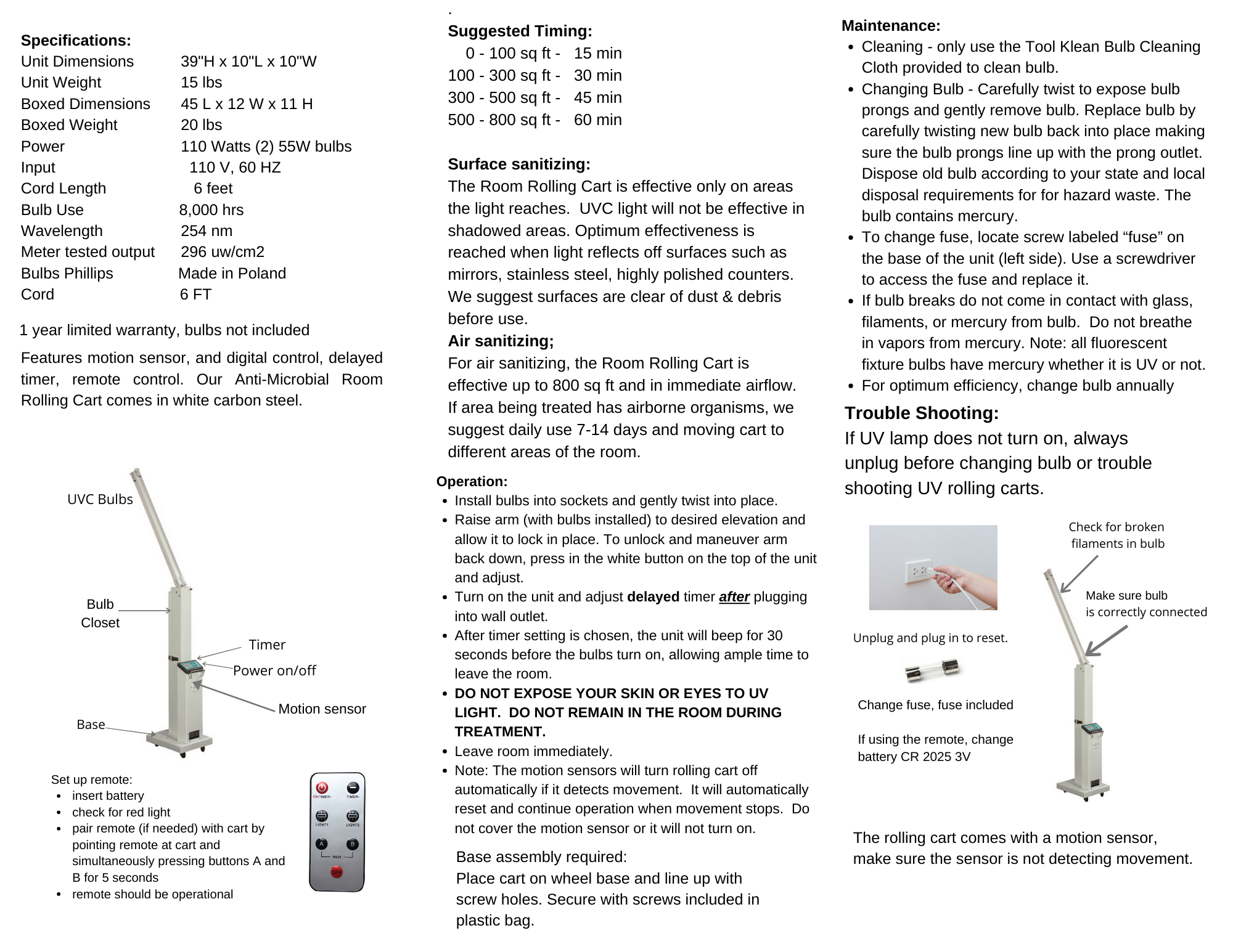 Rolling cart user guide page 2