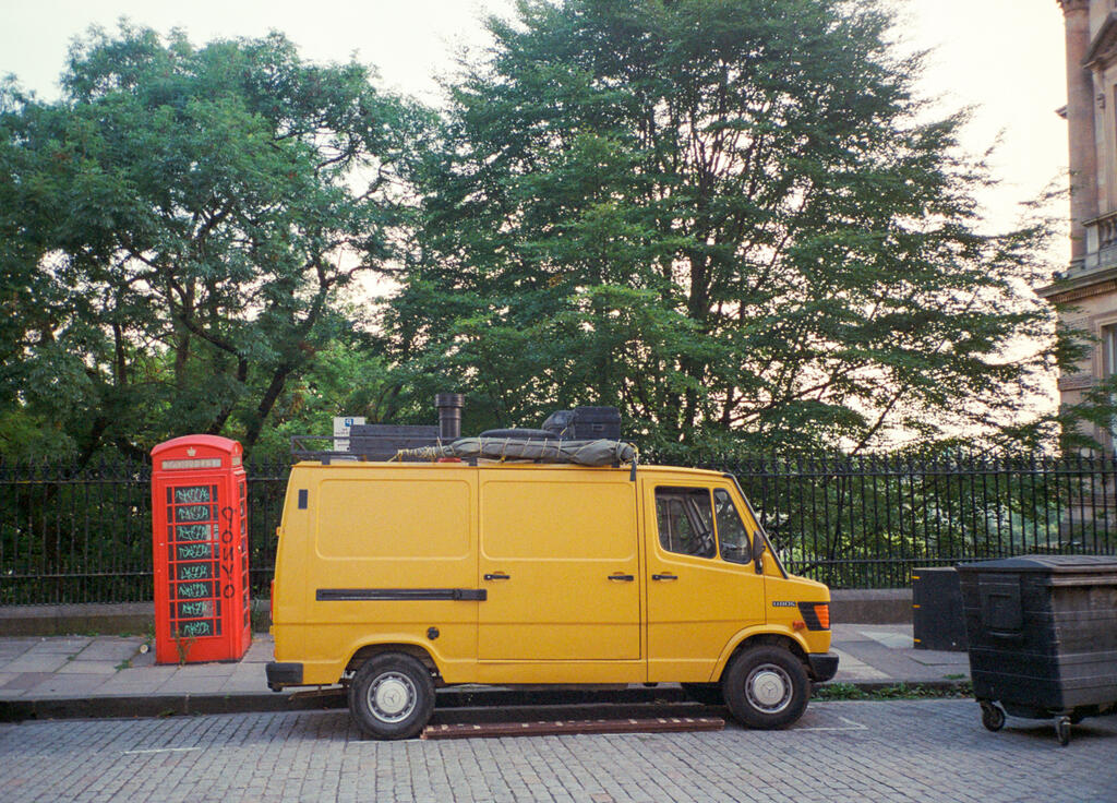 Kodak Film Shortage- what to shoot| photograph of yellow van next to telephone box