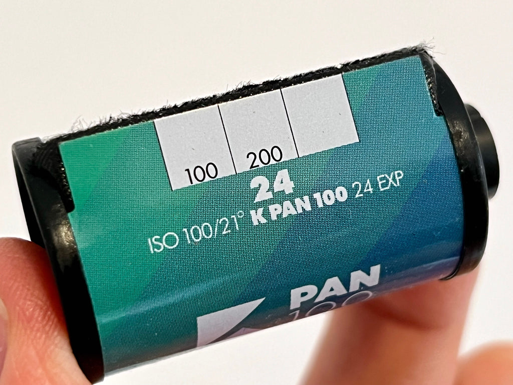 ISO markings: the film speed of Kentmere 100 film