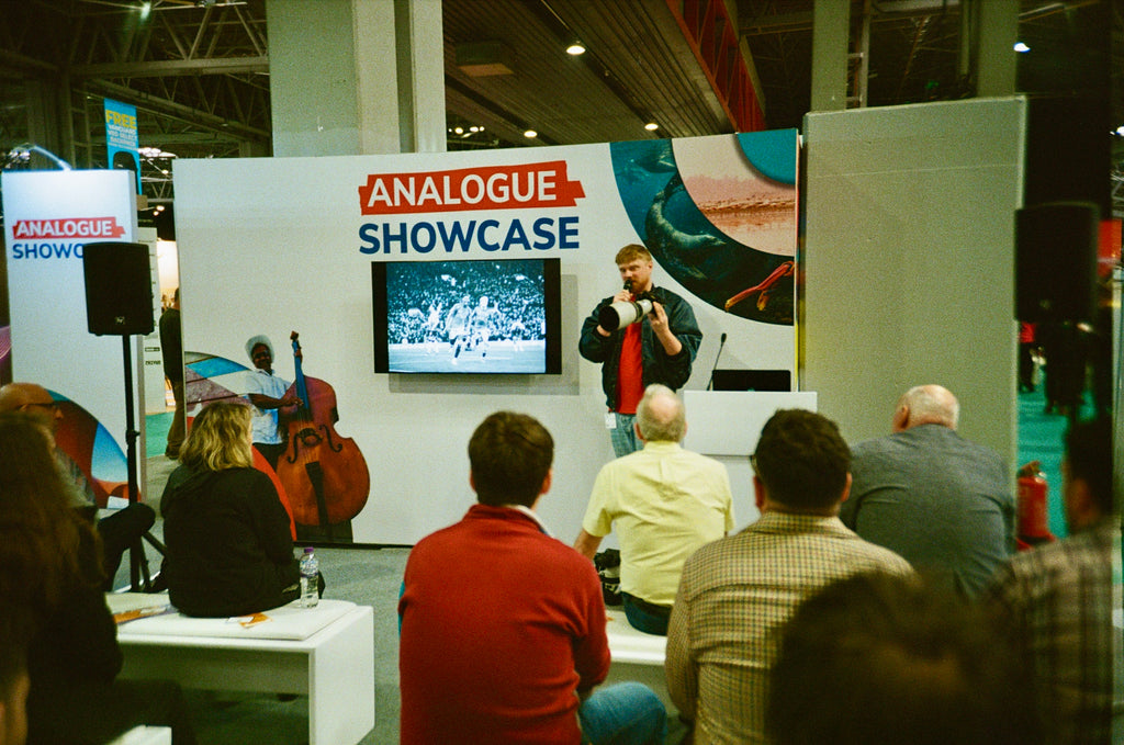 Miles doing a talk at The Photography Show 2024