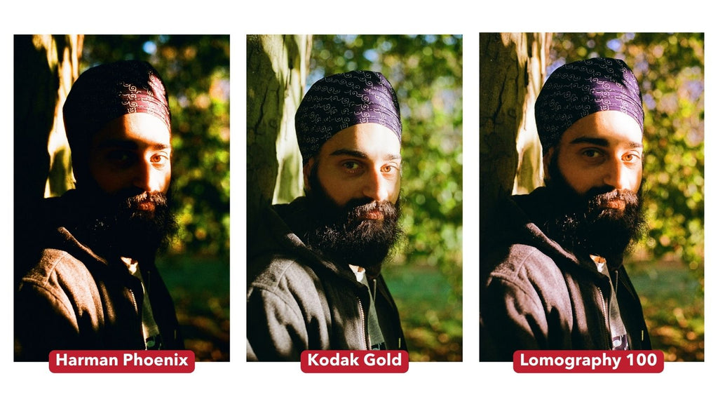 bhav portrait comparison on phoenix, gold and lomo film