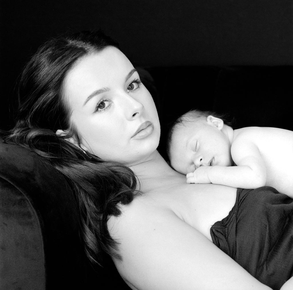 mother and baby shot on tri-x by Ted Smith Photography