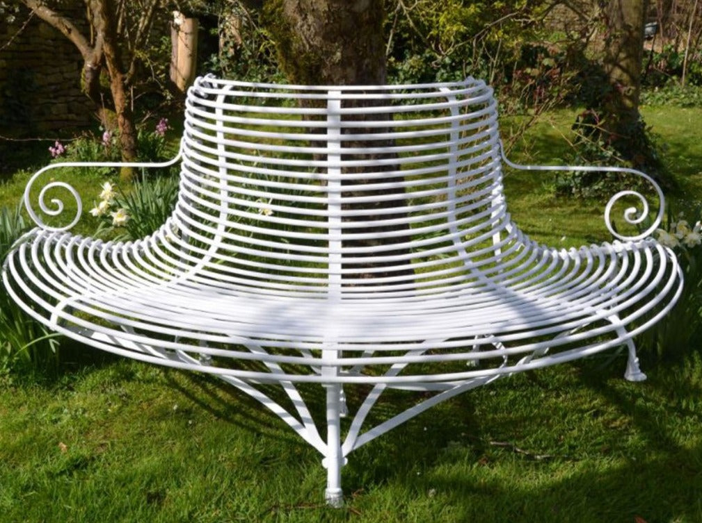 semi circular garden bench