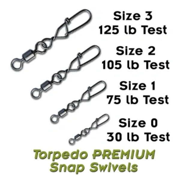 Torpedo Ball Bearing Snap Swivels – Natural Sports - The Fishing Store