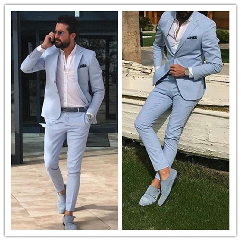 Gray Linen Men's Suits Casual Business Peak Lapel Wedding Tuxedos Summer  Blazer