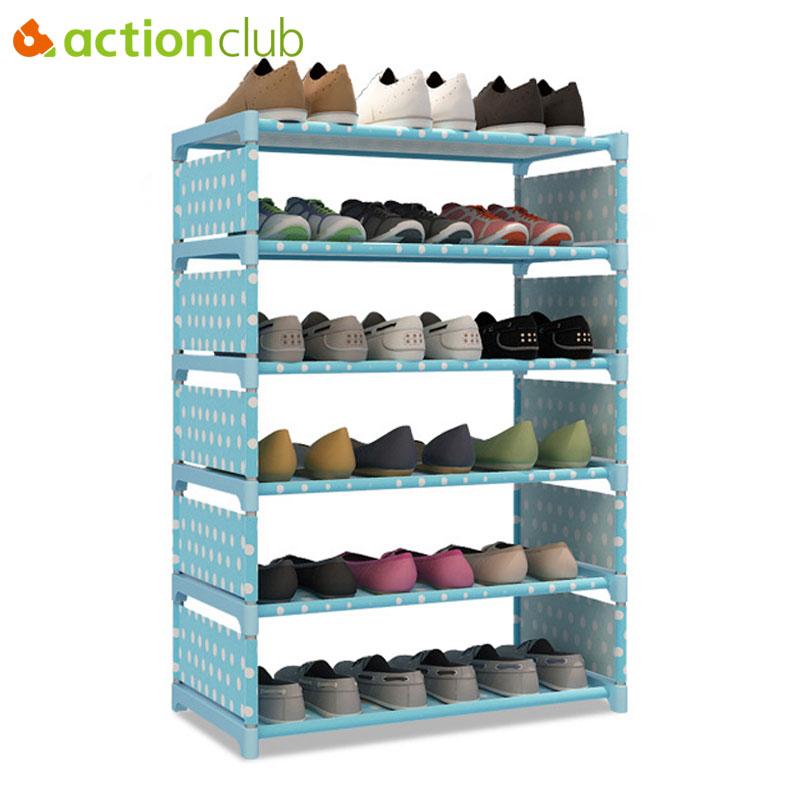 Actionclub Six Layer Simple Shoe Rack Non Woven Iron Metal Shoe Shelf Express Monde