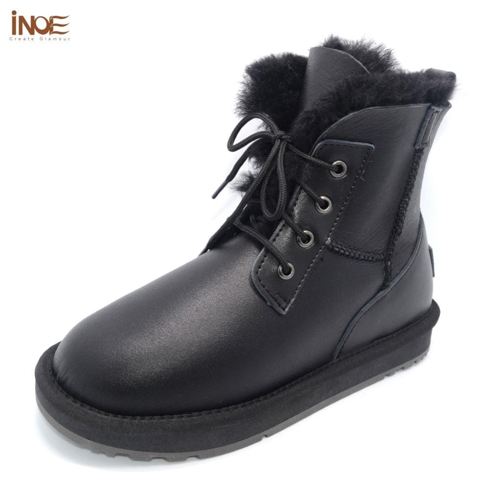 fur lined lace up winter boots
