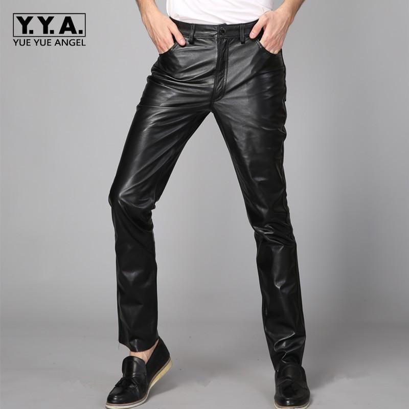 genuine leather skinny pants