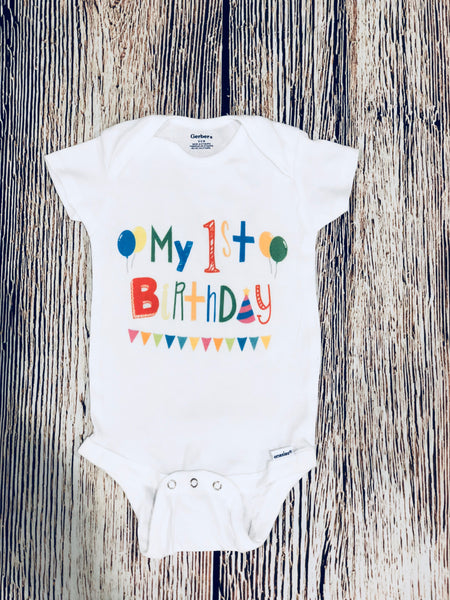 My 1st Birthday Baby Onesie Baby Birthday Onesie Dc Banner Designs